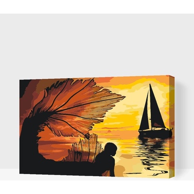 Vymalujsisam.cz Malování podle čísel Mořská panna sledující plachetnici Velikost 40 x 60 cm Rámování Na kartonové desce