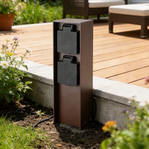 BRILAGI - Външен стълб за контакти PILLAR с 2 гнезда Schuko, 230V, IP44, кафяв (BG4755)