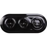 Elhard - Тройна керамична ретро домашна розетка с рамка SCHUKO 230V черна (EF0108B)