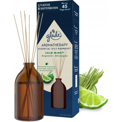 Glade Vonné tyčinky s vôňou Bergamotu a Citrónovej trávy Aromatherapy Reed Calm Mind 80 ml