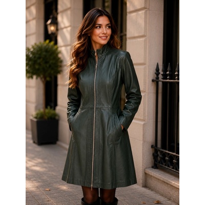 Max Original Leather dámsky kožený kabát STYLE-129 intence ivy Green