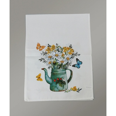 TiaHome Vyšívaný ubrus konve s kopretinami 40x110cm