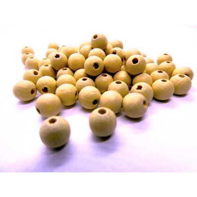 Pro Háčkování Dřevěný korálek 8 mm 20 ks béžový
