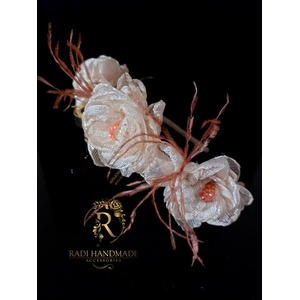 Radi handmade Диадема от розова коприна с коралови пера (696)