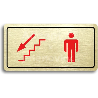 ACCEPT Piktogram WC MUŽI VLEVO DOLŮ - zlatá tabulka - barevný tisk
