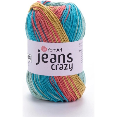 Yarn Art Jeans Crazy 8221 okrová, jahodová, petrolejová
