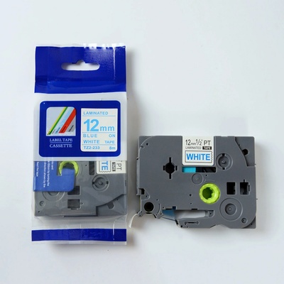 Label Brother TZ-233 - kompatibilná páska - 12mm, podklad: biely/písmo: modré - laminovaná