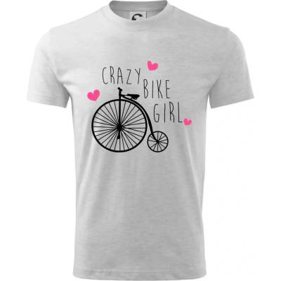 Crazy bike girl tričko detské svetlosivý melír
