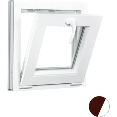 Aluplast Sklopné plastové okno Mahagon/bílá 450 x 450 mm Dvojsklo Ug= 1,1