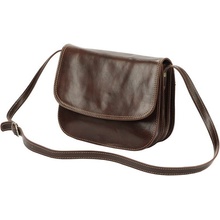 Lovecká středně velká kožená crossbody kabelka Florence no. 13 tmavěhnědá