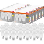OSRAM LED Base Classic A, in bulb shape with E27 base, not dimmable, replaces 100 watts, matt, warm white - 2700 Kelvin, 10 x pack of 3 - 4058075819429 - boombuy