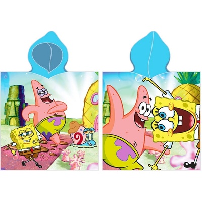 Carbotex Dětské pončo 55x110 cm Sponge Bob a Patrick