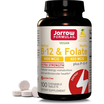 Jarrow Methyl B-12 & Methyl Folate Vitamín B12 + Kyselina listová aktivované formy 400mcg 100 pastilek