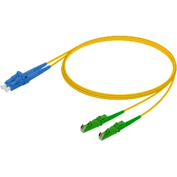 Conneu E2000-APC-LC-UPC, дуплекс, сингъл мод OS2, 2 мм оптичен пач кабел & mdash; 2 метра (CNFJ-E2ALCOS2DYE2mm-2)
