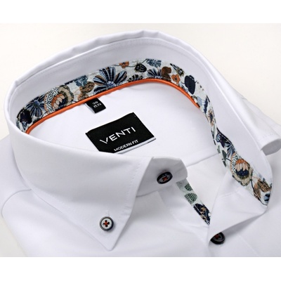 Venti Modern fit košile s květinovým vnitřním límcem a manžetou bílá