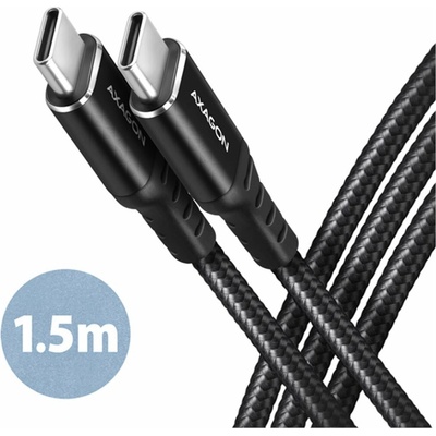 Axagon BUCM-CM15AB HQ USB-C USB-C, USB 2.0, PD 60W 3A, ALU, oplet, 1,5m, černý