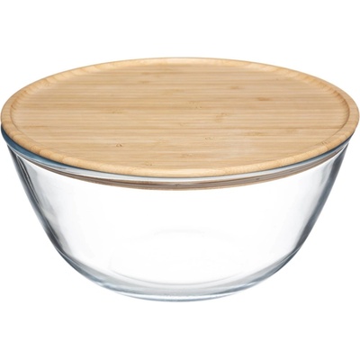 5five Simply Smart Salátová skleněná mísa, 2,5 l, s bambusovým víkem transparentní – Zboží Dáma