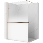 Mexen Kioto+ душ кабина с рафт Walk-in 140 x 200 см, омбре бяла 8 мм, изчеткана мед (800-140-121-65-86)