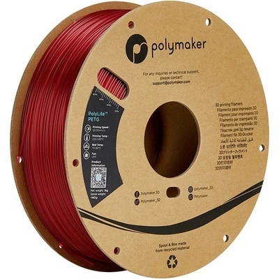 Polymaker PolyLite PETG transparentná červená 1,75mm 1kg