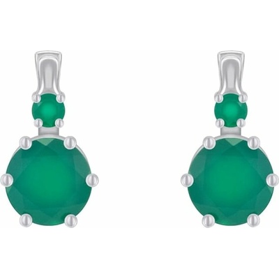 Eppi Strieborné visiace náušnice so zelenými ónyxmi Thierry E38015