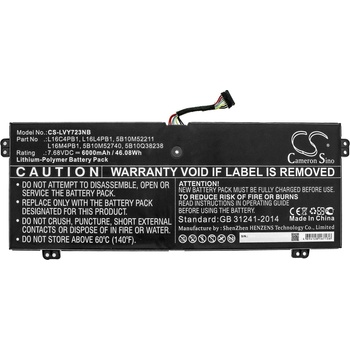 Cameron Sino LENOVO YG 720-13IKB 80X6006PAU, Yoga 720-13IKB 80X6001QGE, Yoga 730-13IKB, L16C4PB1, LiPo, 7.68V, 6000mAh, CAMERON SINO (CS-LVY723NB)