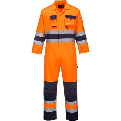 Portwest hi-vis nantes tx55 / Светлоотразителен гащеризон - hv оранжев/тъмносин l (tx55onrl)