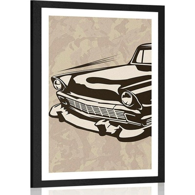 Plakát s paspartou retro veterán - 40x60 silver