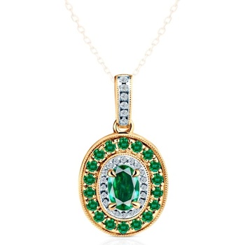 SAVICKI Висулка Rosavine: двуцветно злато, смарагди, диаманти