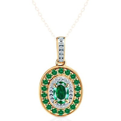 SAVICKI Висулка Rosavine: двуцветно злато, смарагди, диаманти