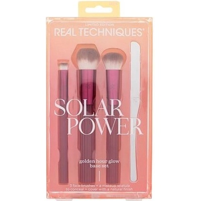 Real Techniques Solar Power Golden Hour Glow Base Set odstín fialová sada: kosmetický štětec 098 Small Conceal + kosmetický štětec 099 Expert Edge + kosmetický štětec 100 Soft Accent +