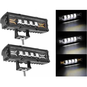  17cm 7Д Диоден Прожектор Led Bar Лед Бар Халоген Бяла Светлина + Габарит бяло - жълто 12V - 24V За АТВ SUF Джип 4х Offro