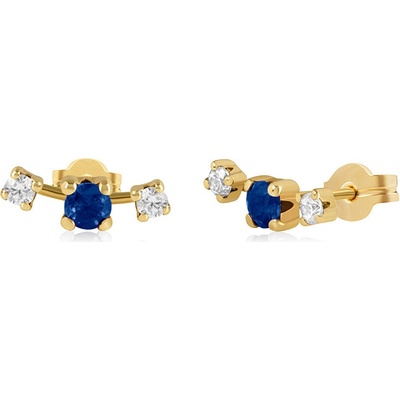 Brilio zlaté podélné náušnice se syntetickými safíry 14/219.551/6Z-N