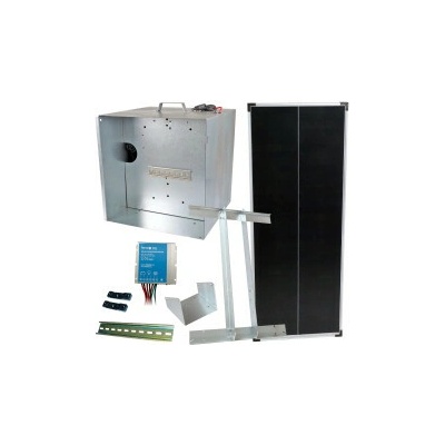 Základná sada na solárny ohradník s prenosnou schránkou, regulátor 10 A, panel 100 W, konzola