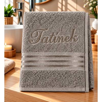 Bellatex froté ručník kolekce Linie s výšivkou Tatínek tmavě šedý 50 x 100 cm
