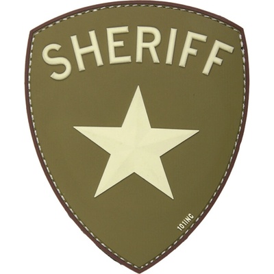 Gumená nášivka 101 Inc znak Sheriff - olivová