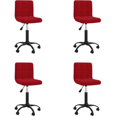 vidaXL Въртящи трапезни столове, 4 бр, виненочервени, кадифе (3087580)