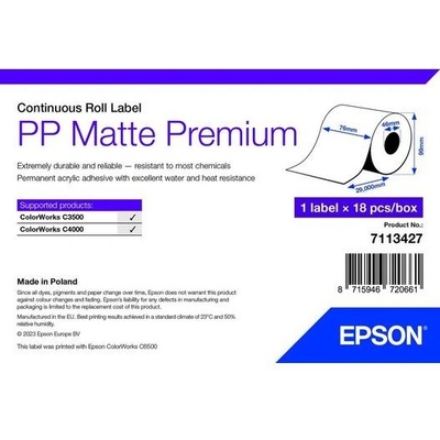 EPSON POKLADNÍ SYSTÉMY PP Matte Label Premium, Cont. Roll, 76mm x 29mm