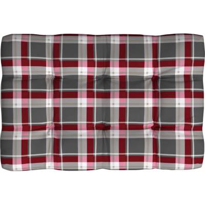 vidaXL Палетна възглавница, червено каре, 120x80x12 см, текстил (314421)