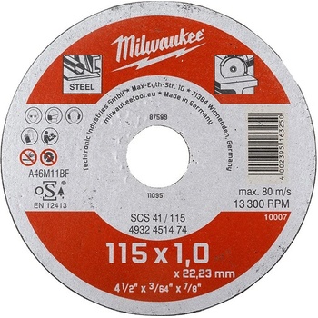 Milwaukee řezný kotouč 115x1 mm 4932451474
