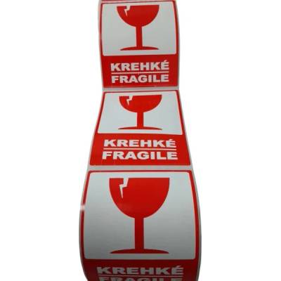 Papierová Etiketa 60 mm x 74 mm, KREHKÉ / FRAGILE 100ks/kotúč, Priemer kotúča 58 mm