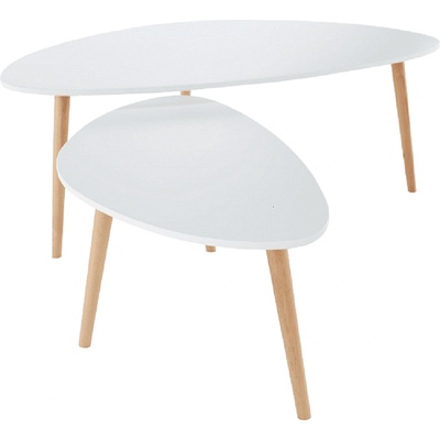 Комплект 2 холни маси, бяло/бук, folko new