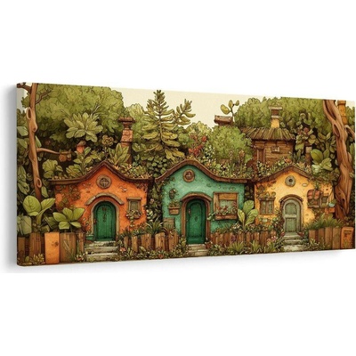 Obraz rustikální domky a zeleň - 60x30