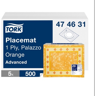Tork prostírání papírové 500ks 1V palác oranžová 31x42cm