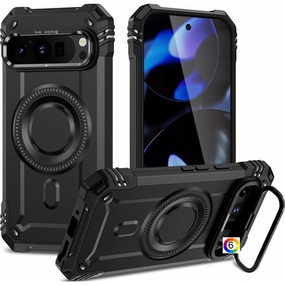 Google Pixel 9 Pro / Pixel 9 Magnetic Case Lens /Kickstand PC + TPU Удароустойчив Ring Holder2 Калъф и Протектор