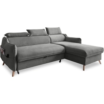 Miuform Ъглов разтегателен диван от светлосиво кадифе (десен ъгъл) Sweet Harmony - Miuform (813MO236)