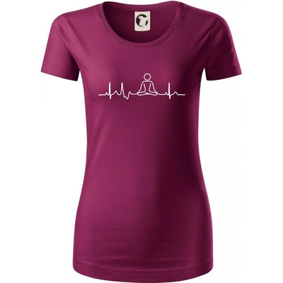Ekg yoga Dámské triko z organické bavlny Fuchsiová