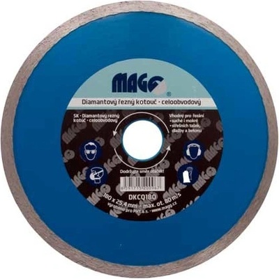 Magg Diamantový kotouč celoobvodový 180 x 25,4 mm DKCQ180