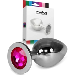  Метален плъг с кристали, размер L, 10, 2см. - Rosebud Classic Fuchsia (LVTOY00617)