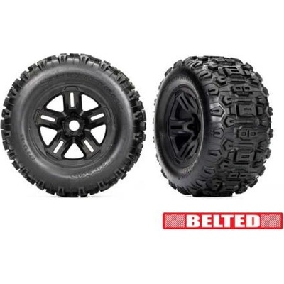 Traxxas колело 3.8", джанта черна, гума Sledgehammer belted (2)