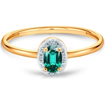 SAVICKI Годежен пръстен Savicki: двуцветно злато, смарагд, диаманти
